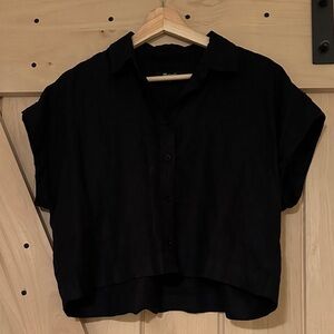 Madewell 100% Linen Black Women's Button-Down Shirt